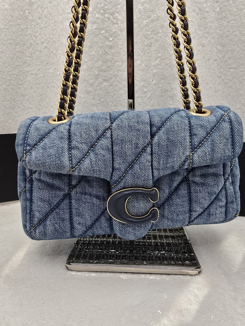 Coach Quilted Denim Small Tabby 20 Shoulder Bag - Picture 5 of 16